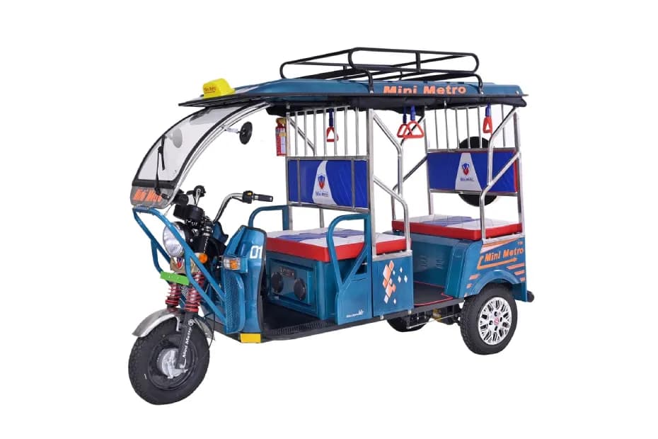 Mini Metro Blue E Rickshaw Front Left Side