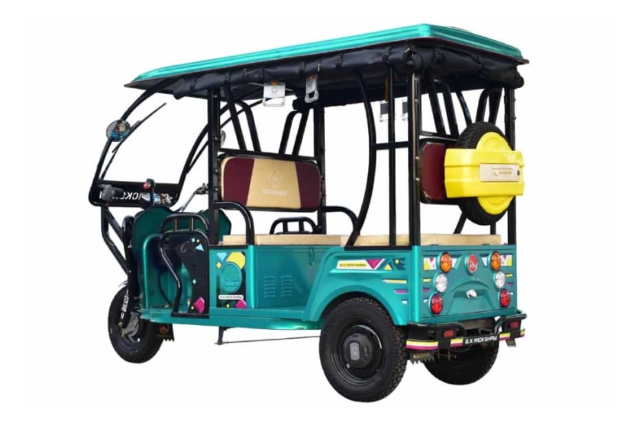 GK Rickshaw ER India G7s Sea Blue & Black Left Rear Three Quarter