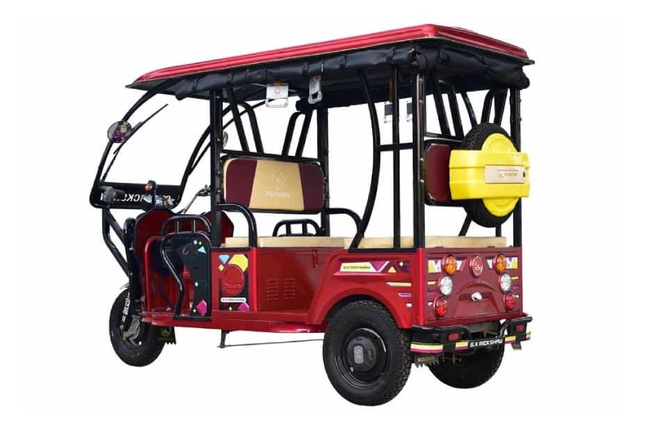 GK Rickshaw ER India G7s Red & Black Left Rear Three Quarter