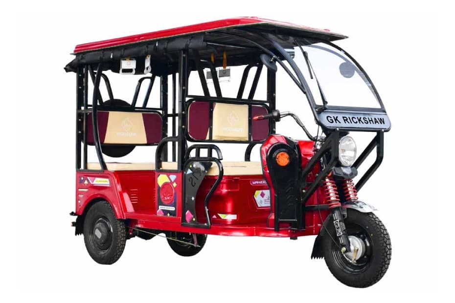 GK Rickshaw ER India G7s Red & Black Right Front Three Quarter