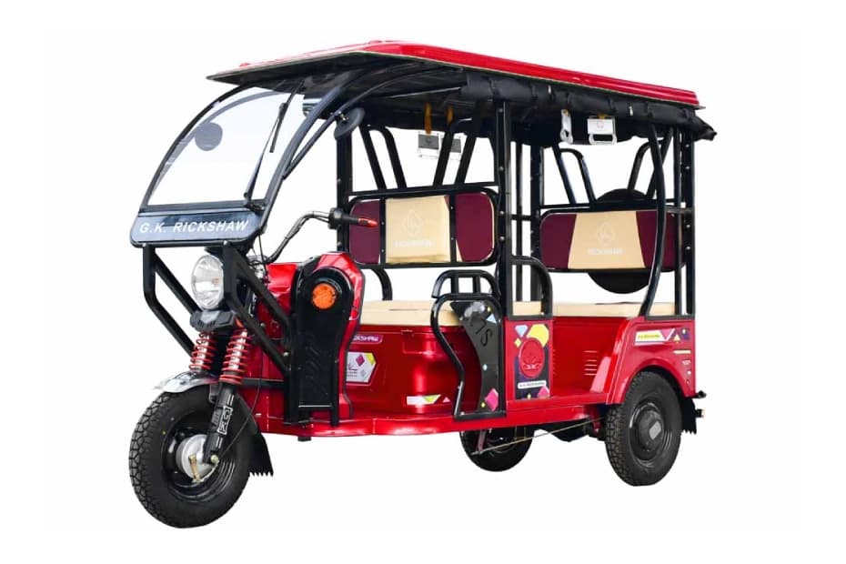 GK Rickshaw ER India G7s Red & Black Left Front Three Quarter