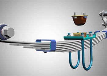 Leaf spring suspension with high clearance and gradability Leaf spring suspension with high clearance and gradability