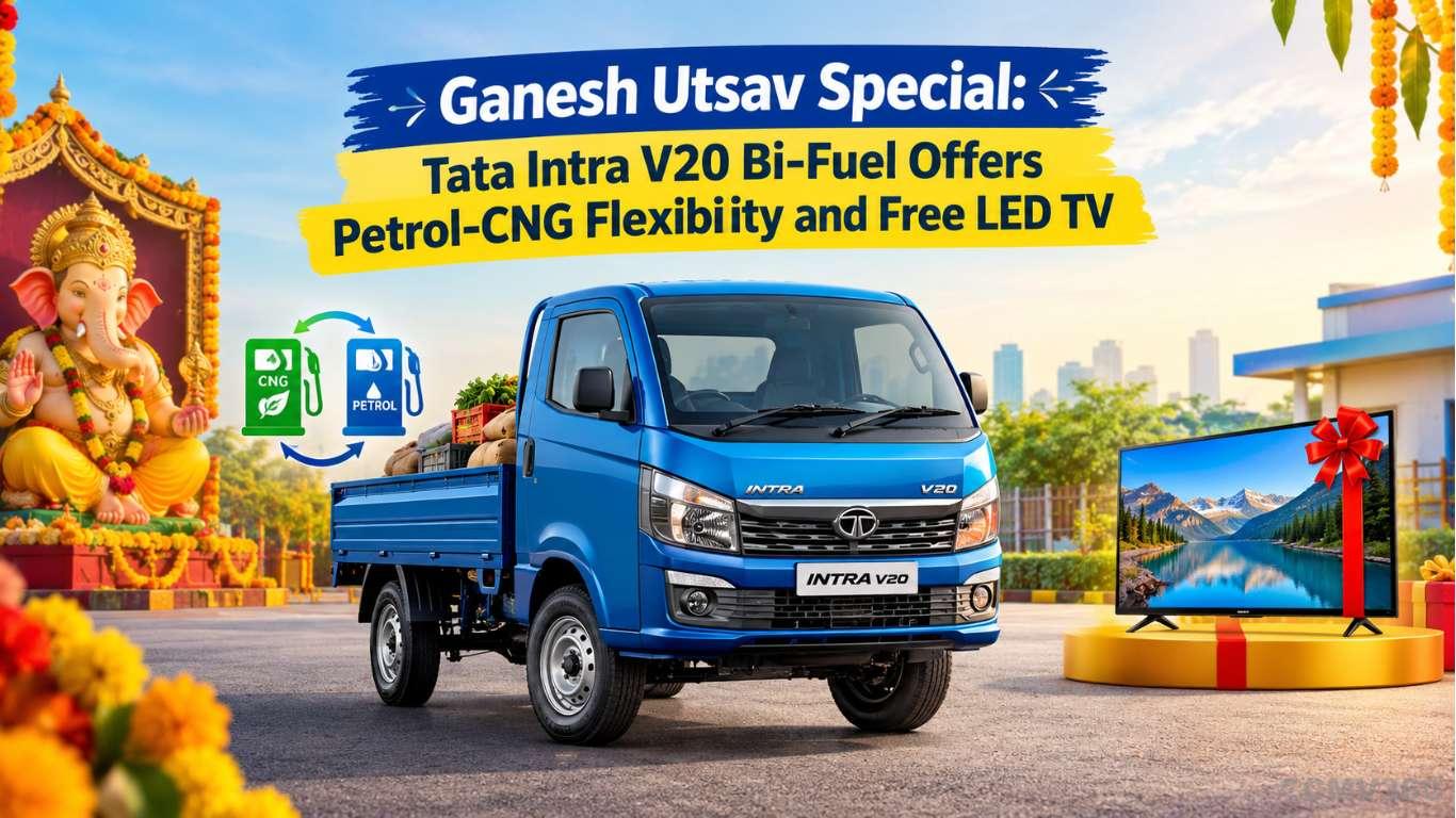 Ganesh Utsav Special: Tata Intra V20 Bi-Fuel Offers Petrol-CNG Flexibility and Free LED TV Ganesh Utsav Special: Tata Intra V20 Bi-Fuel Offers Petrol-CNG Flexibility and Free LED TV