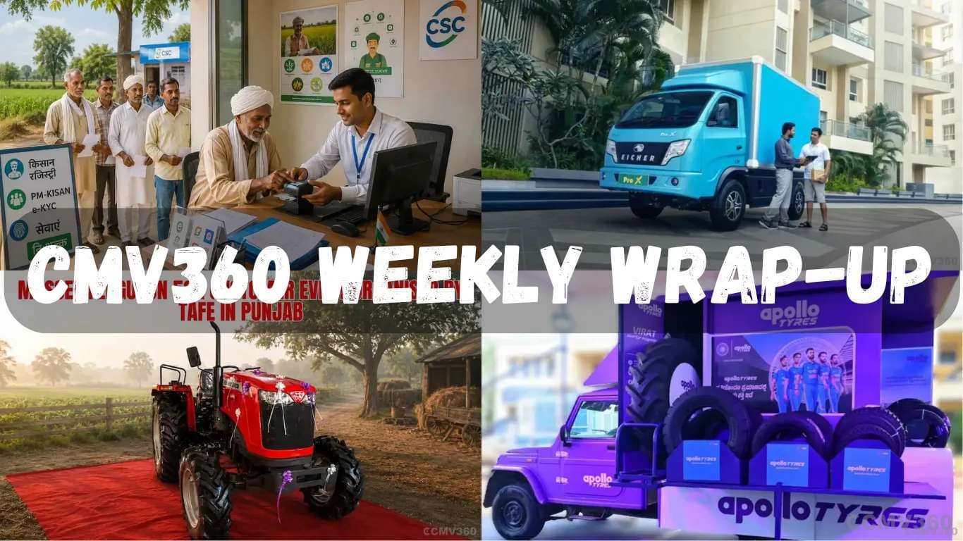 CMV360 Weekly Wrap (18-22 May 2026): Amazon’s 1,000 EV Trucks, Eicher’s Big Bets, Farmer Relief Schemes & India’s Fast-Changing Mobility Sector CMV360 Weekly Wrap (18-22 May 2026): Amazon’s 1,000 EV Trucks, Eicher’s Big Bets, Farmer Relief Schemes & India’s Fast-Changing Mobility Sector