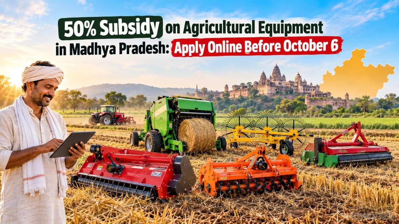 50% Subsidy on Agricultural Equipment in Madhya Pradesh: Apply Online Before October 6 50% Subsidy on Agricultural Equipment in Madhya Pradesh: Apply Online Before October 6