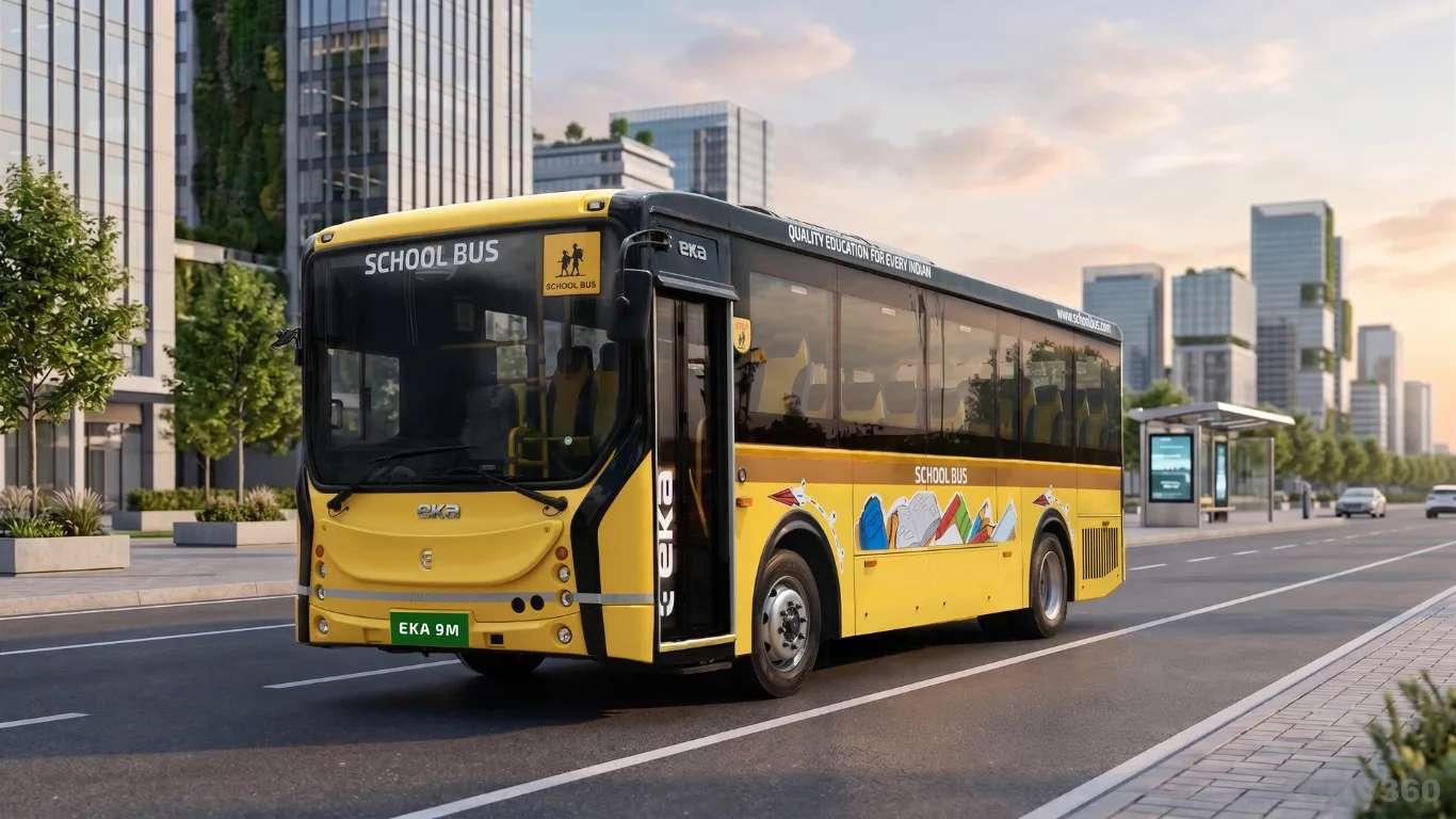 ईकेए मोबिलिटीने प्रवास 5.0 मध्ये 9 एम इलेक्ट्रिक स्कूल बस लाँच केली, 180 किमी पर्यंत ऑ EKA Mobility Launches 9M Electric School Bus at Prawaas 5.0, Offers Up to 180 km Range