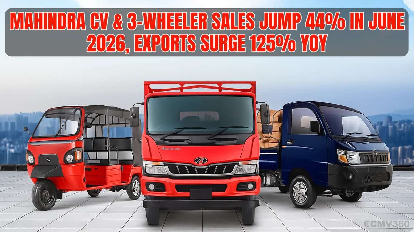 Mahindra CV & 3-Wheeler Sales Jump 44% in June 2026, Exports Surge 125% YoY Mahindra CV & 3-Wheeler Sales Jump 44% in June 2026, Exports Surge 125% YoY