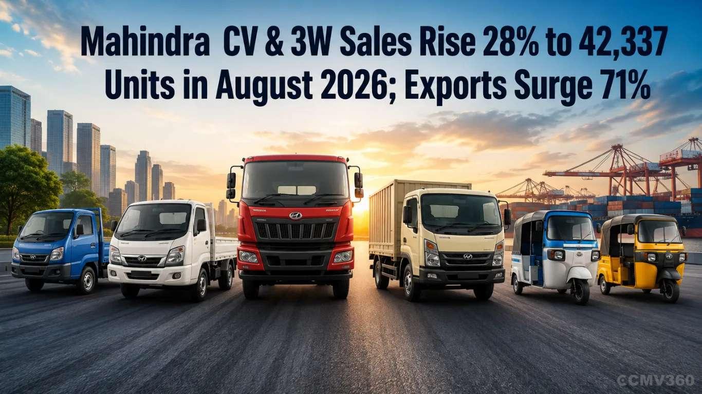 Mahindra CV & 3W Sales Rise 28% to 42,337 Units in August 2026; Exports Surge 71% Mahindra CV & 3W Sales Rise 28% to 42,337 Units in August 2026; Exports Surge 71%