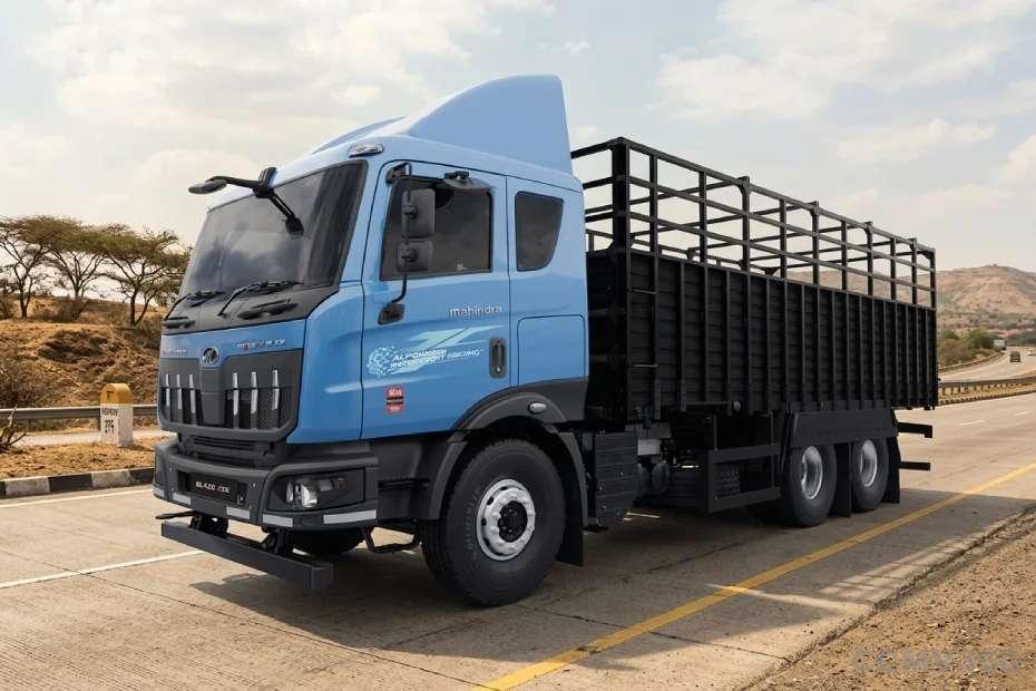 Mahindra BLAZO I TRK 28 Mahindra BLAZO I TRK 28 haulage truck in blue with cargo body