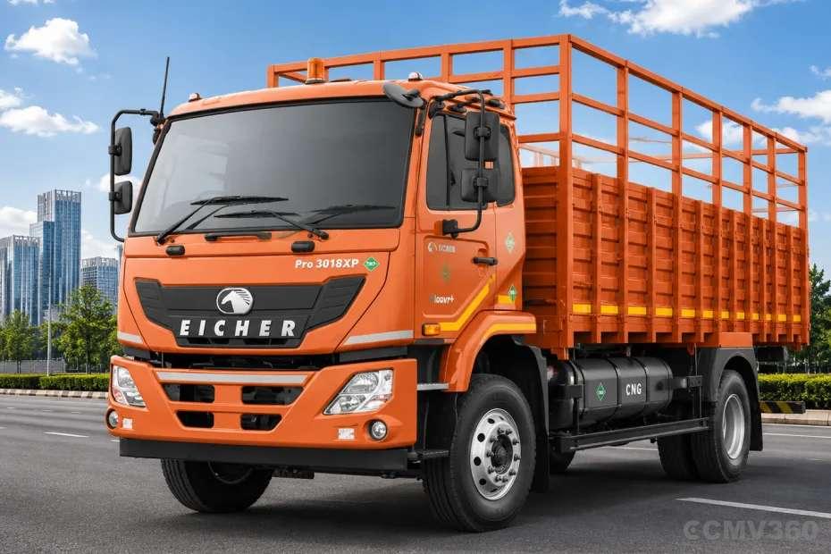 Eicher Pro 3018XP CNG truck left front three-quarter view Eicher Pro 3018XP CNG truck left front three-quarter view