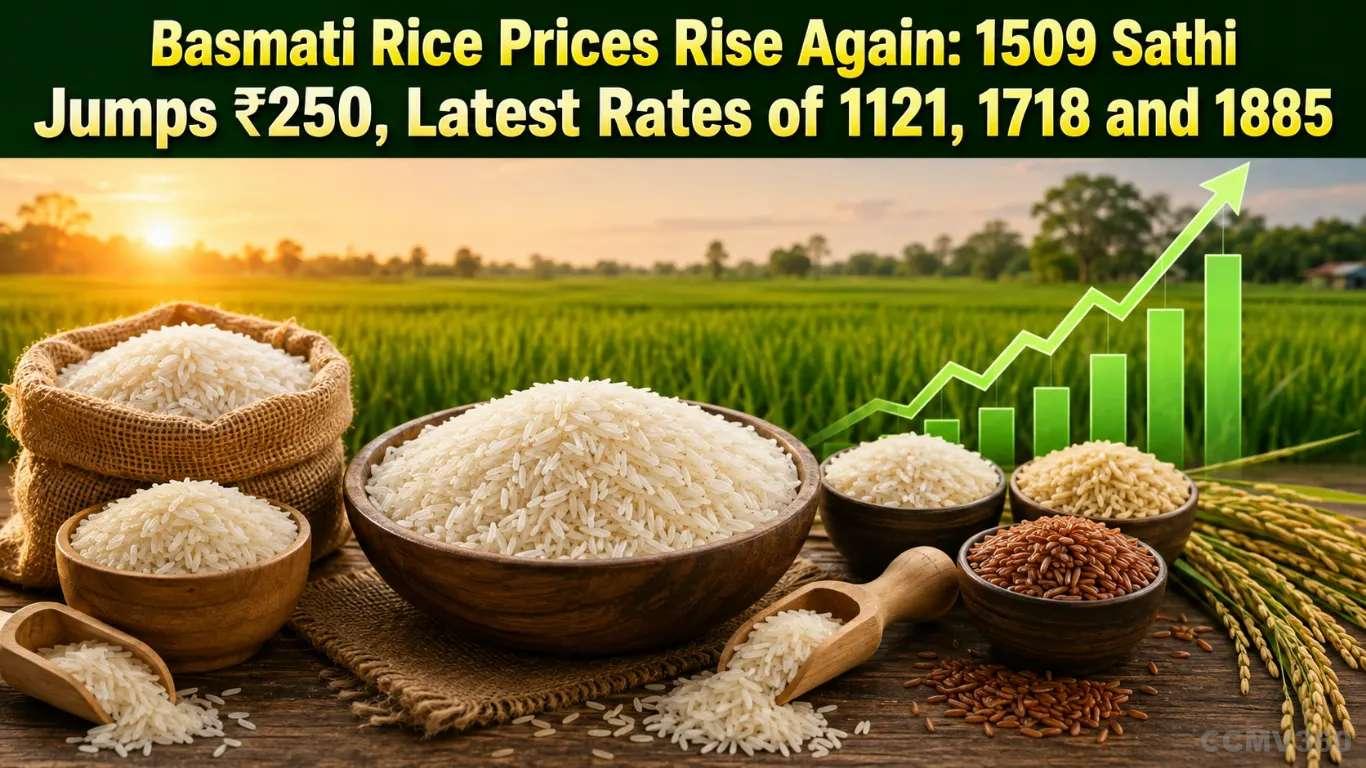 Basmati Rice Prices Rise Again: 1509 Sathi Jumps ₹250, Latest Rates of 1121, 1718 and 1885 Basmati Rice Prices Rise Again: 1509 Sathi Jumps ₹250, Latest Rates of 1121, 1718 and 1885