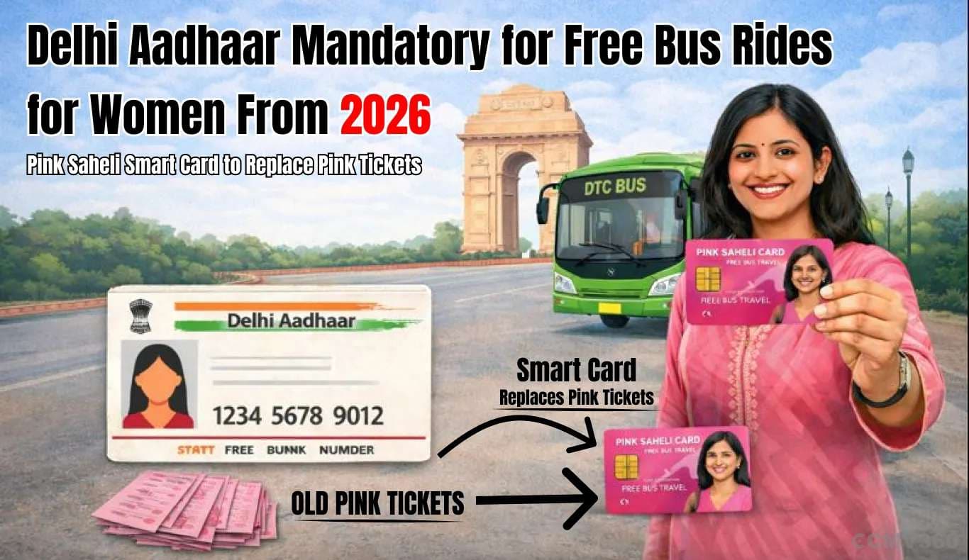 Delhi Aadhaar Mandatory for Free Bus Rides for Women From 2026; Pink Saheli Smart Card to Replace Pink Tickets Delhi Aadhaar Mandatory for Free Bus Rides for Women From 2026; Pink Saheli Smart Card to Replace Pink Tickets