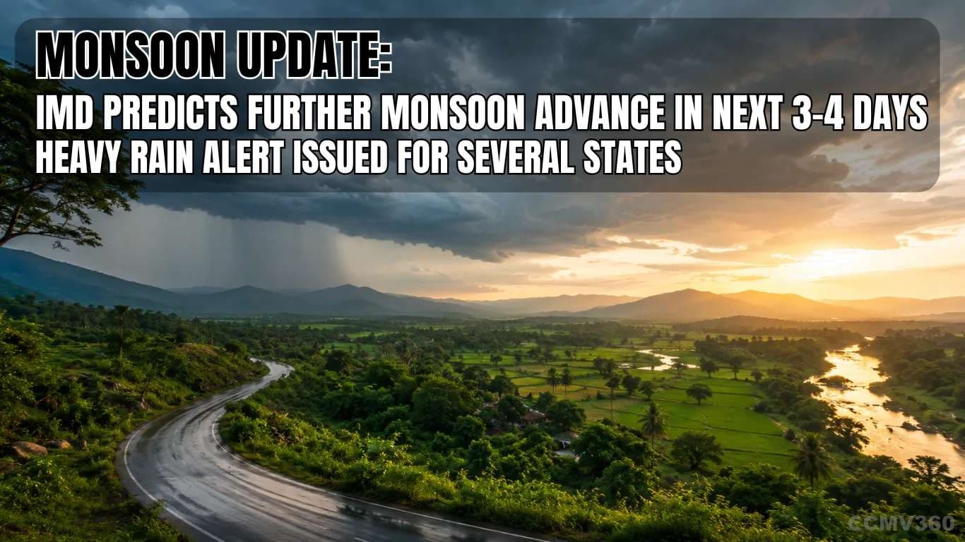Monsoon Update: IMD Predicts Further Monsoon Advance in Next 3-4 Days; Heavy Rain Alert Issued for Several States Monsoon Update: IMD Predicts Further Monsoon Advance in Next 3-4 Days; Heavy Rain Alert Issued for Several States